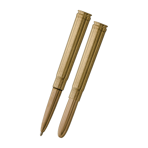 Two Fisher .375 Bullet Space Pens - Brass Finish. One with cap on and other with cap off