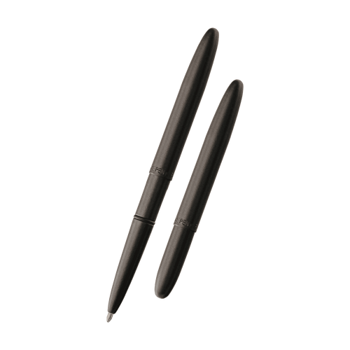 Two Fisher Bullet Pens - Matte Black - One shown with cap on and the other with cap off